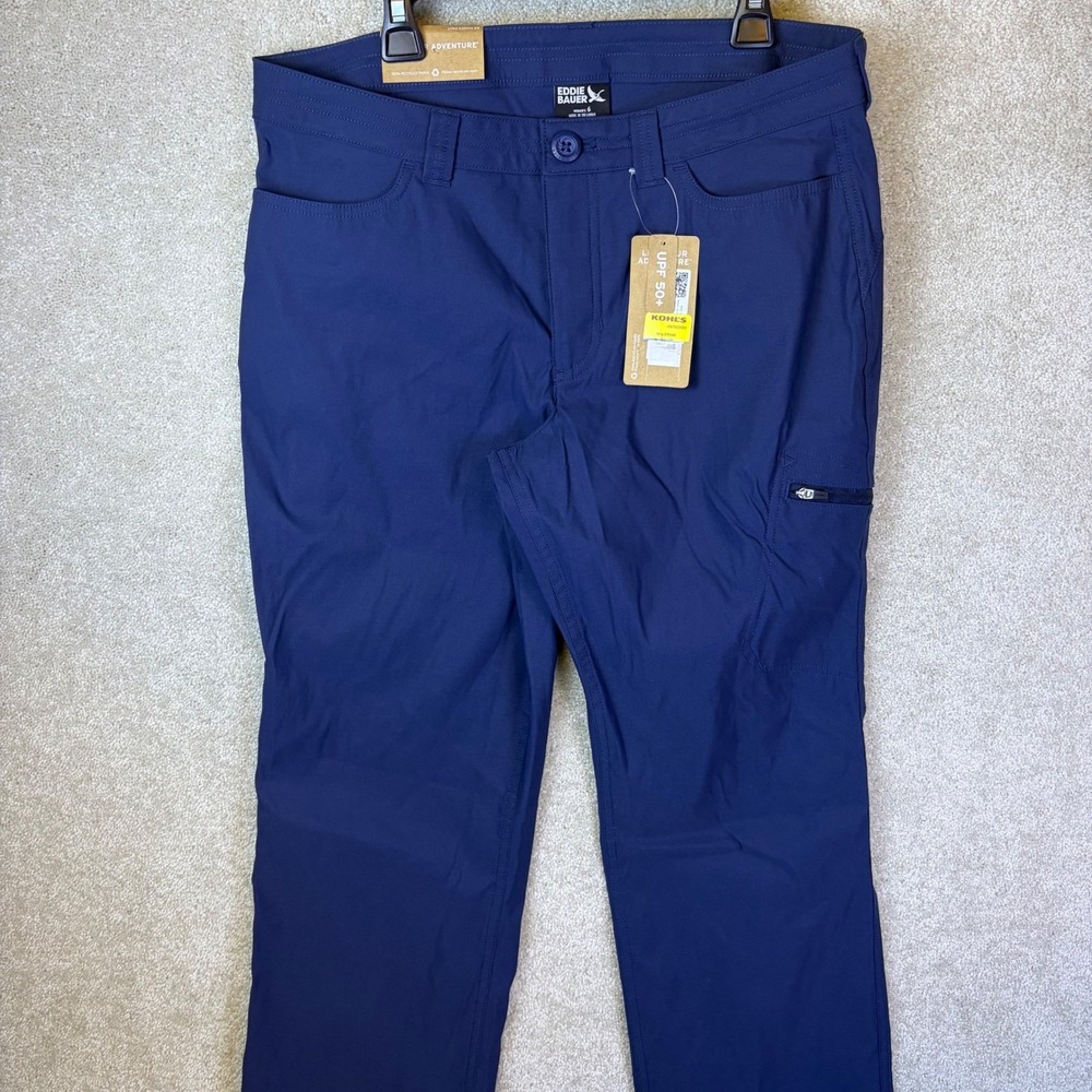 Eddie Bauer Rainer Pants Women 6 Blue UPF 50+ Hiking Outdoor Performance NEW